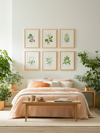 Elegant Bedroom with Art Prints