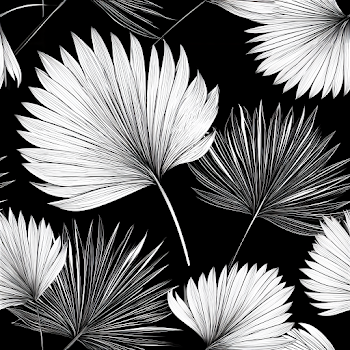 Elegant Black and White Palm Leaves Pattern