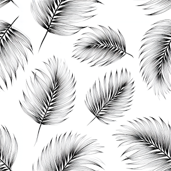 Elegant Black and White Palm Leaves Pattern