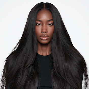 Elegant Black Female Hair Model with Luxurious Straight Hair