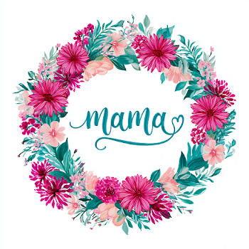 Elegant Floral Wreath with 'Mama' Text