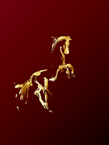 Elegant Galloping Horse Silhouette in Liquid Gold