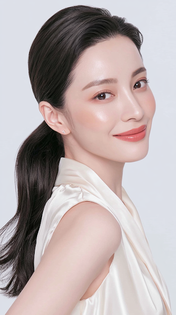 Elegant High-Key Beauty Portrait of Young East Asian Woman