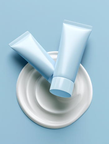 Elegant Light Blue Facial Moisturizer with Cream