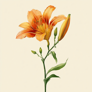 Elegant Light Orange Lily Botanical Illustration