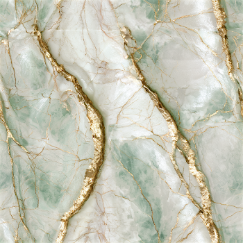 Elegant Marble Texture in Ivory and Mint with Golden Veins
