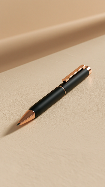 Elegant Matte Black Ballpoint Pen on Off-White Surface