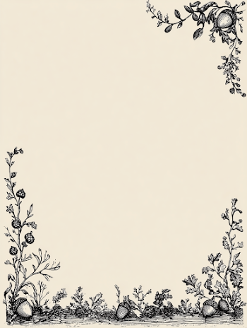 Elegant Minimalist Acorn and Twig Border