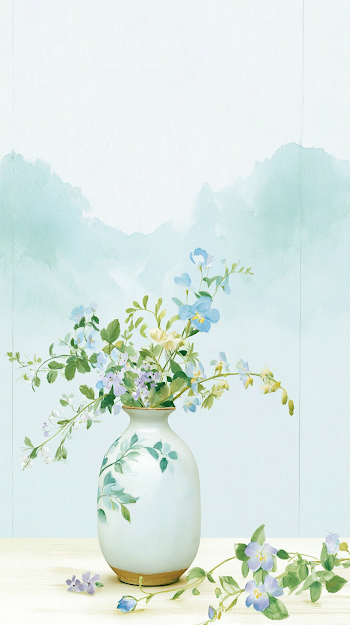 Elegant Minimalist Ceramic Vase with Flowers