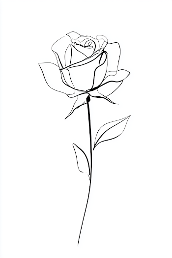 Elegant Minimalist Rose Line Drawing