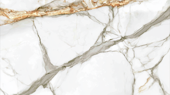 Elegant Polished White Marble Slab with Golden Veins