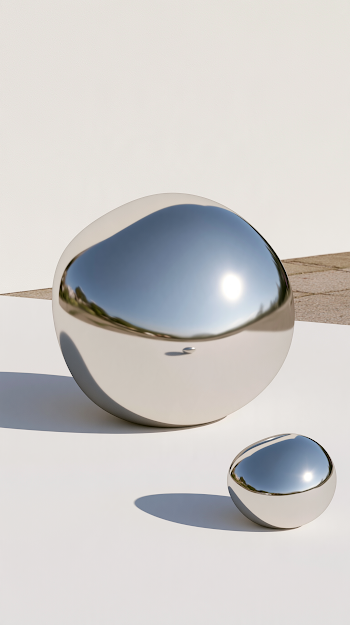 Elegant Reflective Sculptural Sphere in Soft Light