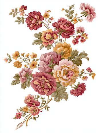 Elegant Vintage Botanical Floral Arrangement