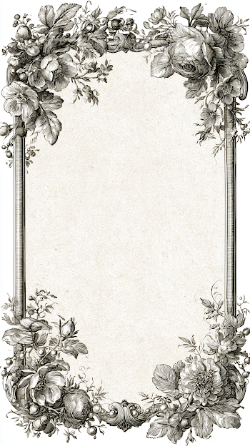 Elegant Vintage Botanical Frame in French Toile de Jouy Style