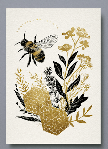 Elegant Watercolor Bee and Honeycomb Illustration