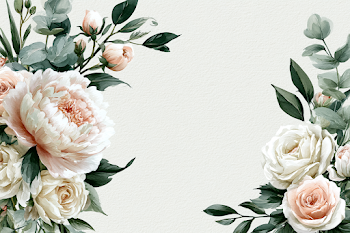 Elegant Watercolor Floral Border with Peonies and Roses