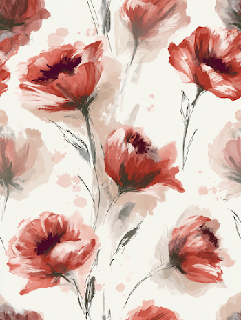 Elegant Watercolor Poppy Floral Pattern