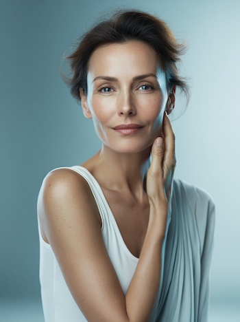 Elegant Woman with Serene Beauty in Soft Lighting