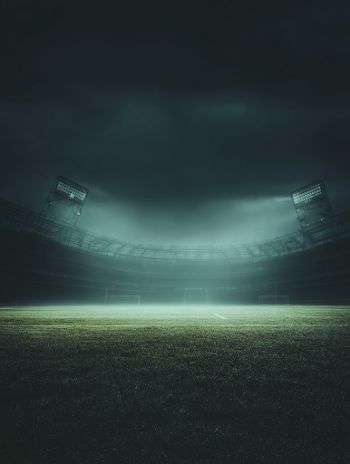 Epic Nighttime Football Field with Dramatic Lighting