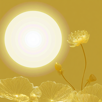 Ethereal Golden Lotus Flora Under a Radiant Sun