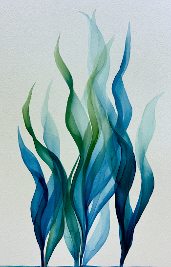 Ethereal Underwater Plants in Watercolor