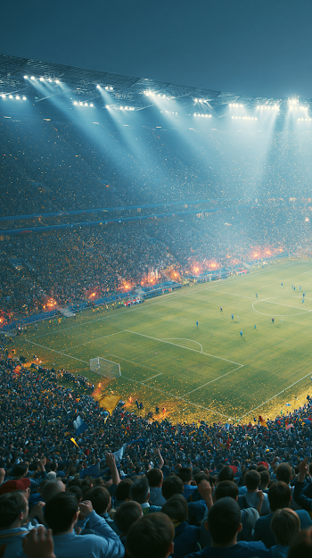 Exciting Night at a World Cup-Style Football Stadium
