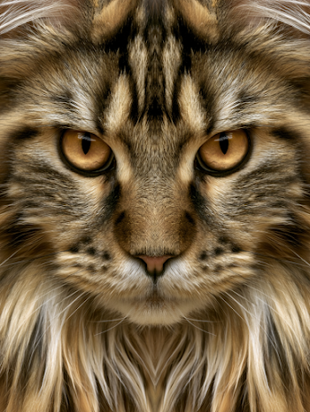 Extreme Close-Up of a Long-Haired Tabby Cat