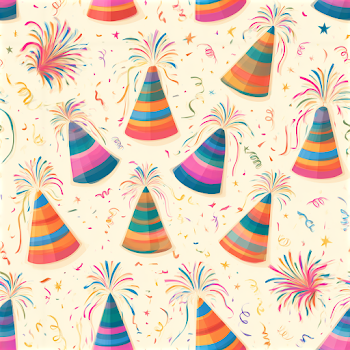 Festive Celebration Pattern with Party Hats and Confetti