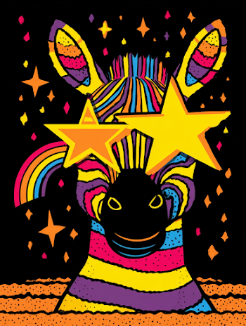 Funky Rainbow Zebra with Star Sunglasses