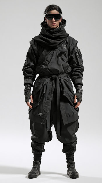 Futuristic Blind Civilian NPC in Urban Outfit