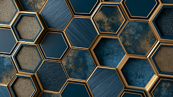 Futuristic Geometric Honeycomb Wall in Dark Teal and Navy