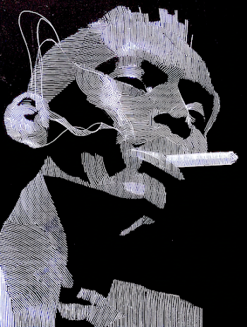 Futuristic Portrait of an African Man Smoking in 2387