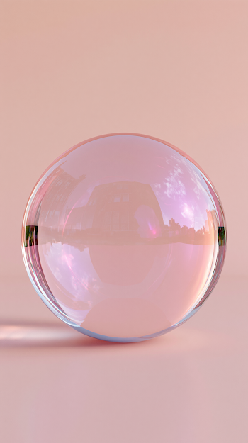 Giant Translucent Lip Oil Droplet in Soft Blush Pink Environment