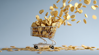 Golden Coins Overflowing from Shopping Cart