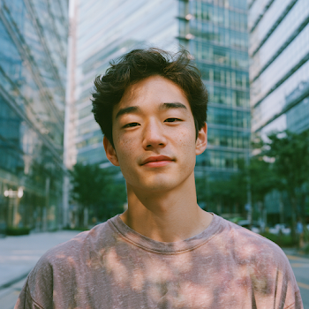 Handsome Young Korean-Japanese Male in Modern Seoul