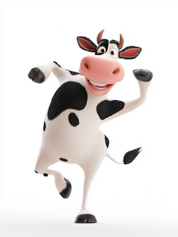 Happy Dancing Cow Character in 3D