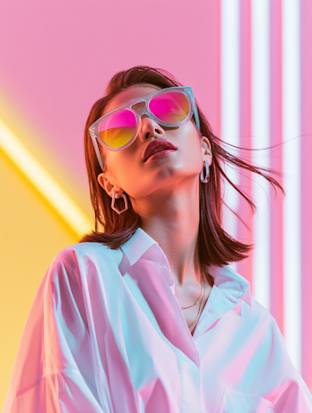 High-Fashion Portrait of a Young Woman in Neon