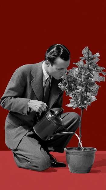 Investment Growth: Surreal Vintage Finance Collage
