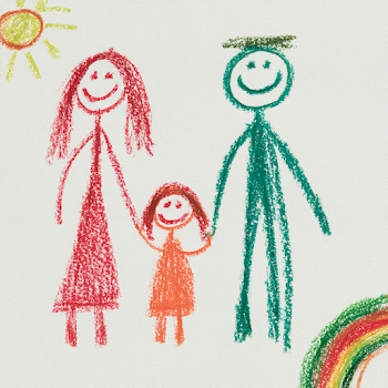 Joyful Crayon Drawing of a Happy Family