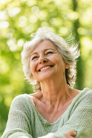 Joyful Senior Woman in Sunlit Park