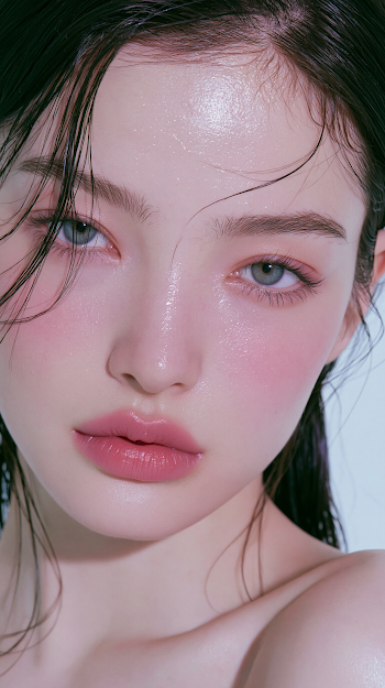 Korean Beauty Editorial Portrait with Blurred Lips Trend