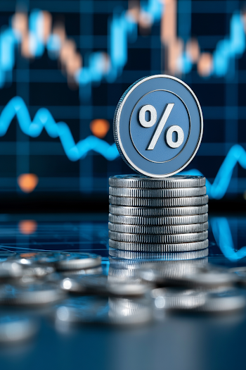 Macro Photography of Financial Coins on Digital Trading Desk