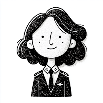 Minimalist Black and White Avatar of a Woman Airline Pilot