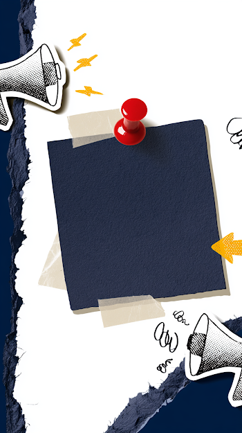 Minimalist Editorial Poster with Megaphone and Pushpin