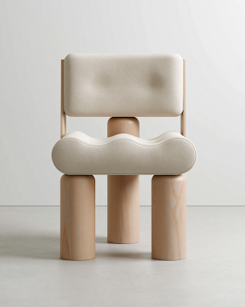 Minimalist Wood Frame Chair in Industrial Design