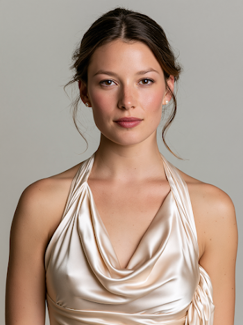 Natural Bridesmaid Portrait in Satin Dress