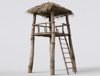 Neolithic Wooden Lookout Tower - Game-Ready 3D Asset