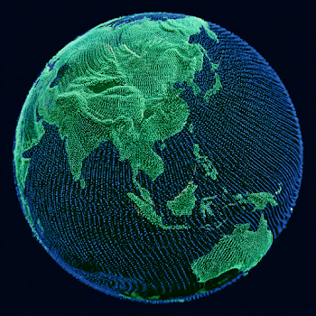 Neon Digital Globe of Asia and Australia