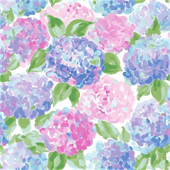Pastel Hydrangea Floral Pattern in Preppy Coastal Style