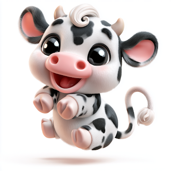Playful Cartoon Baby Cow Mascot